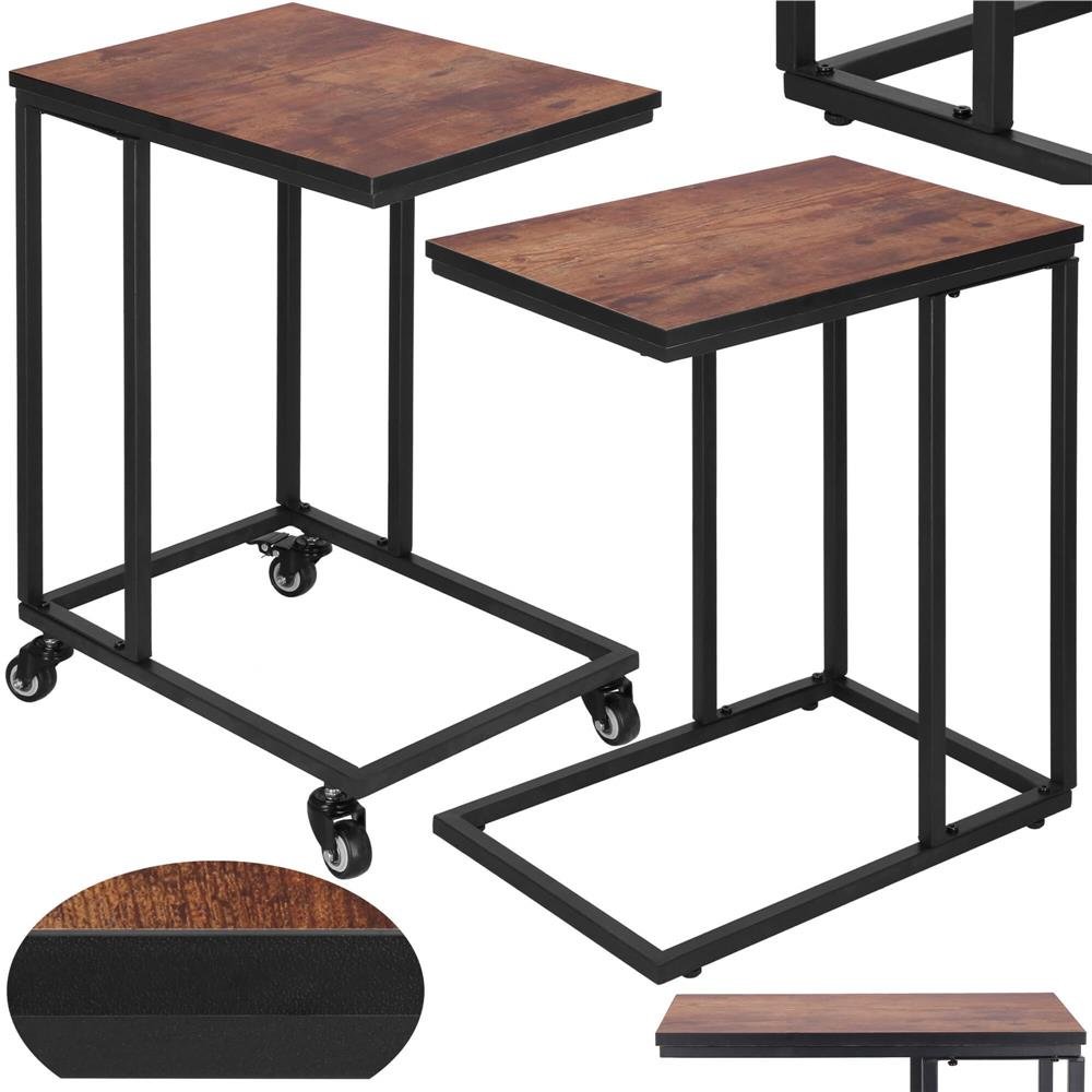 Măsuță de cafea industrială cu roți – cadru de oțel, 35 × 50 × 66 cm, wenge - imagine 6