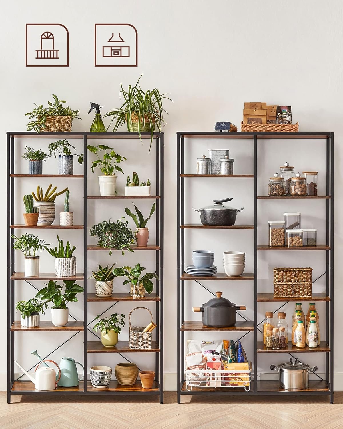 Bibliotecă Vasagle LLS155B01 – 5 etaje, 10 compartimente, stil industrial, 30 × 100 × 170 cm - imagine 5
