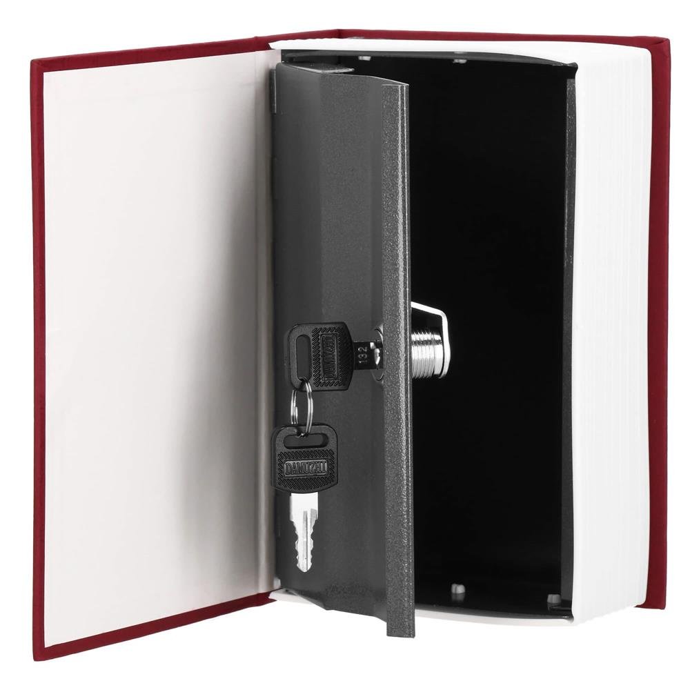 Casetă de valori HA-5044 – cutie metalică cu cheie, tip carte, bordo - imagine 6