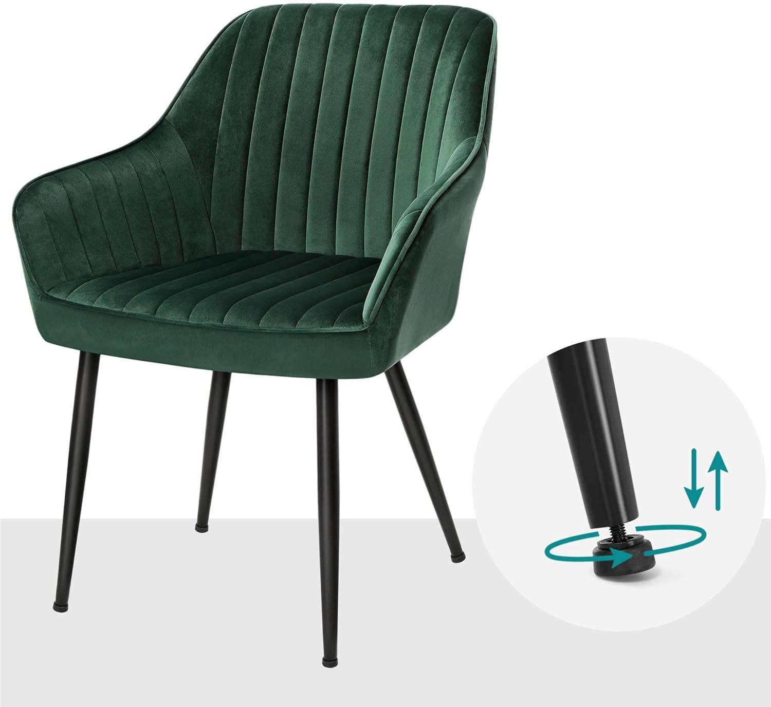 Scaun living Songmics LDC087C01 – catifea verde, cotiere, 120 kg - imagine 8