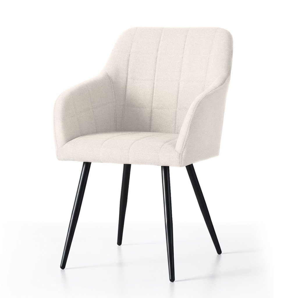 Set 2 scaune dining Akord Luxano din țesătură Lumos – cusături pătrate, crem - imagine 2