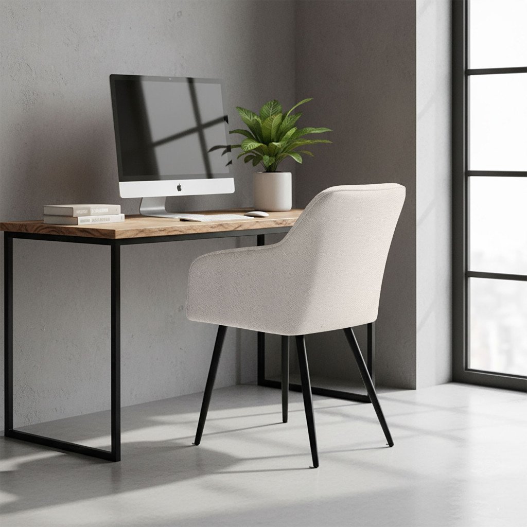 Set 2 scaune dining Akord Luxano din țesătură Lumos – cusături pătrate, crem - imagine 8