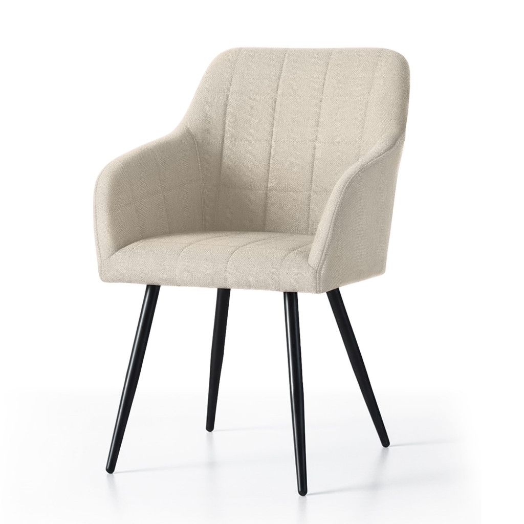 Set 2 scaune dining AKORD Luxano – tapițate cu velur, cusături pătrate, 54 × 58 × 82 cm, bej - imagine 2