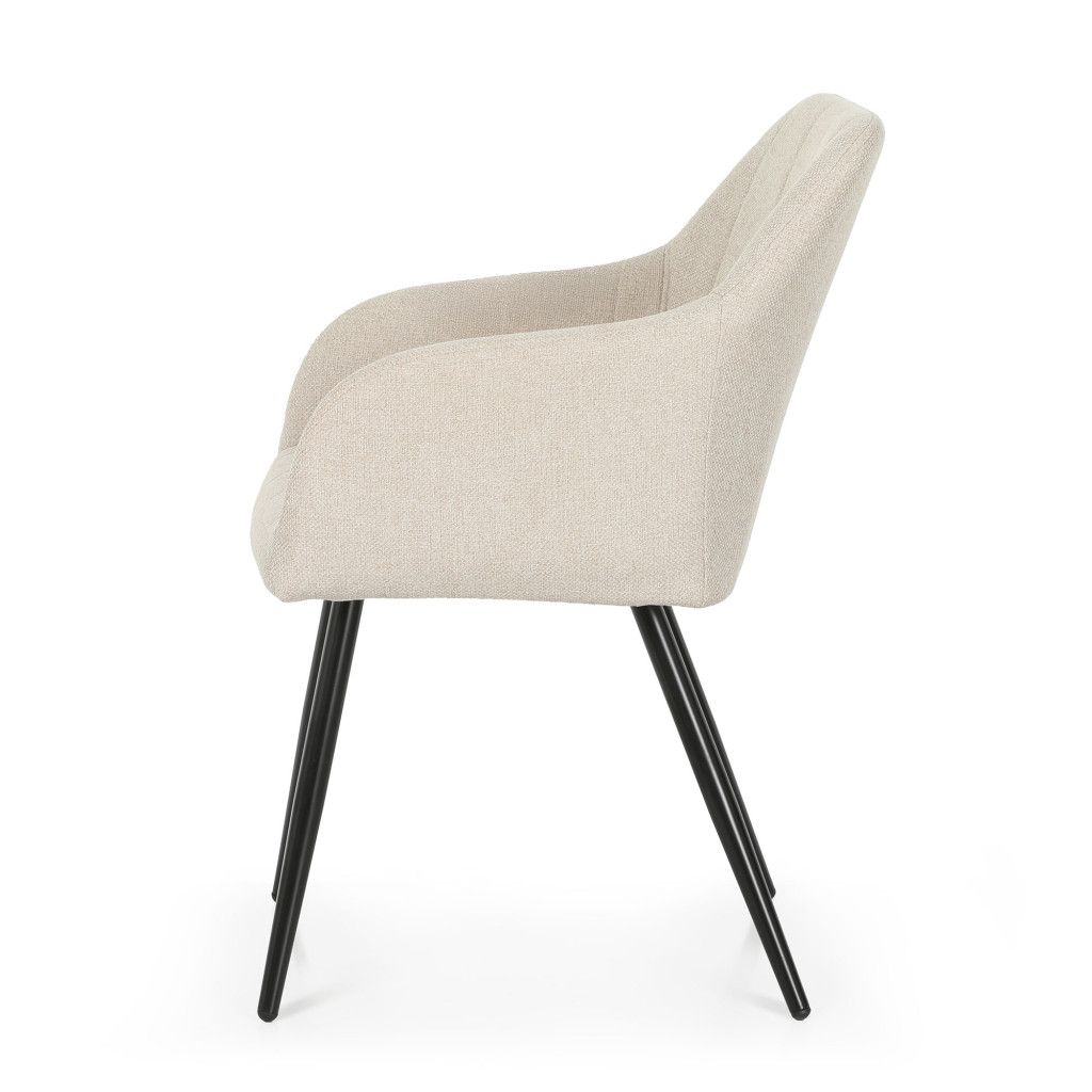 Set 2 scaune dining AKORD Luxano – tapițate cu velur, cusături pătrate, 54 × 58 × 82 cm, bej - imagine 4
