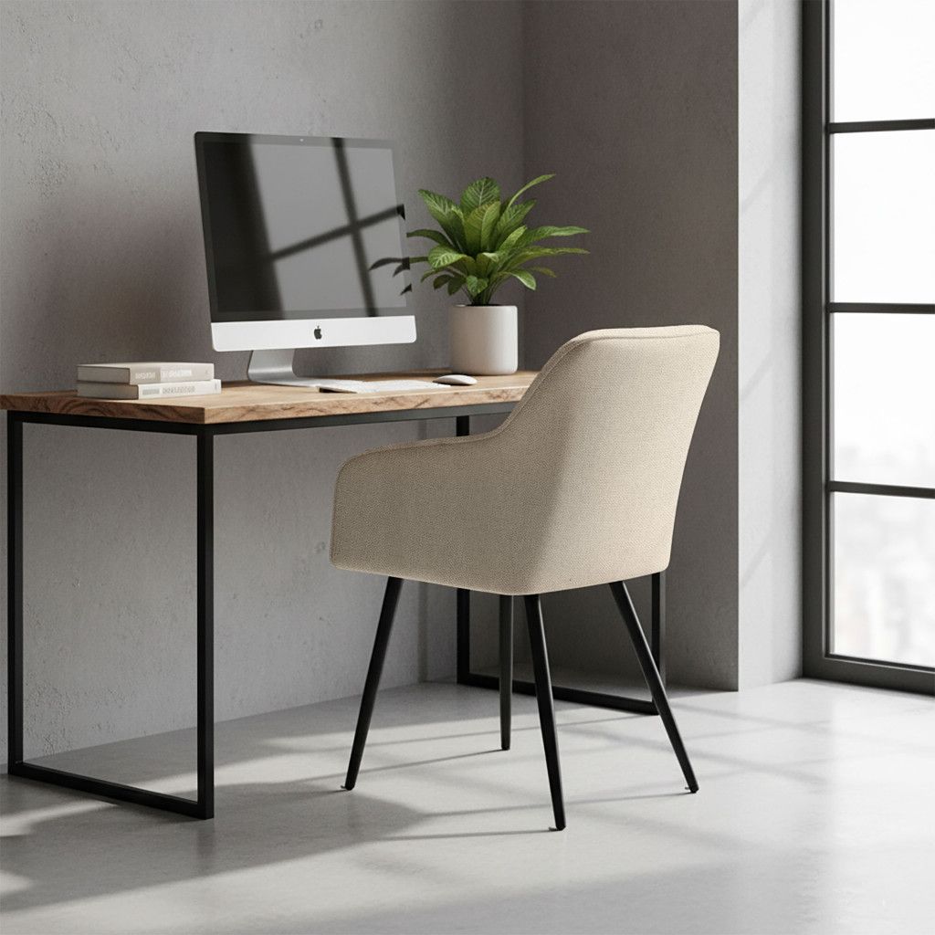 Set 2 scaune dining AKORD Luxano – tapițate cu velur, cusături pătrate, 54 × 58 × 82 cm, bej - imagine 8