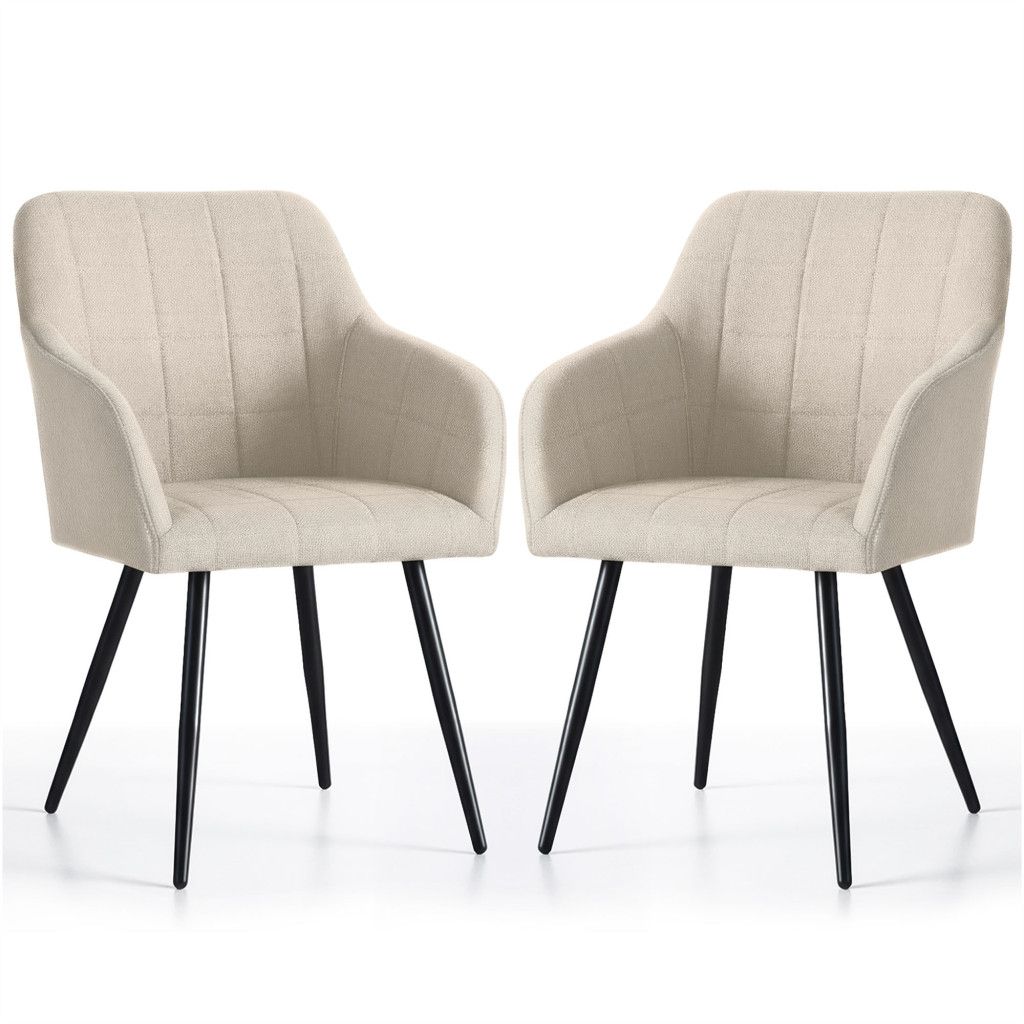 Set 2 scaune dining AKORD Luxano – tapițate cu velur, cusături pătrate, 54 × 58 × 82 cm, bej