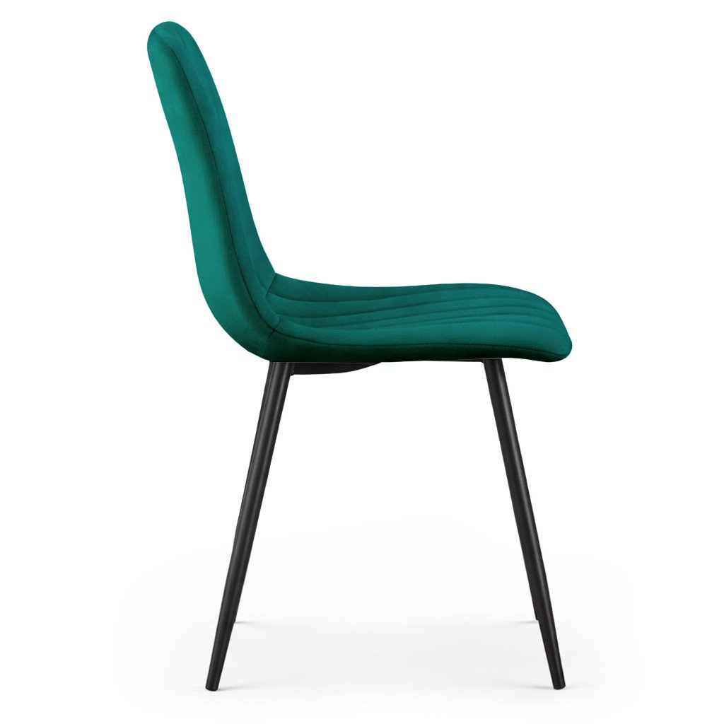 Set 4 scaune dining tapițate Akord Livo – catifea verde, picioare din oțel - imagine 2