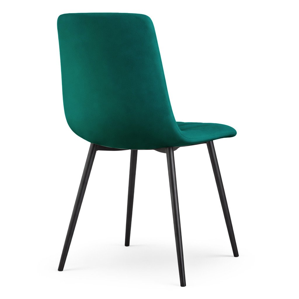 Set 4 scaune dining tapițate Akord Livo – catifea verde, picioare din oțel - imagine 6