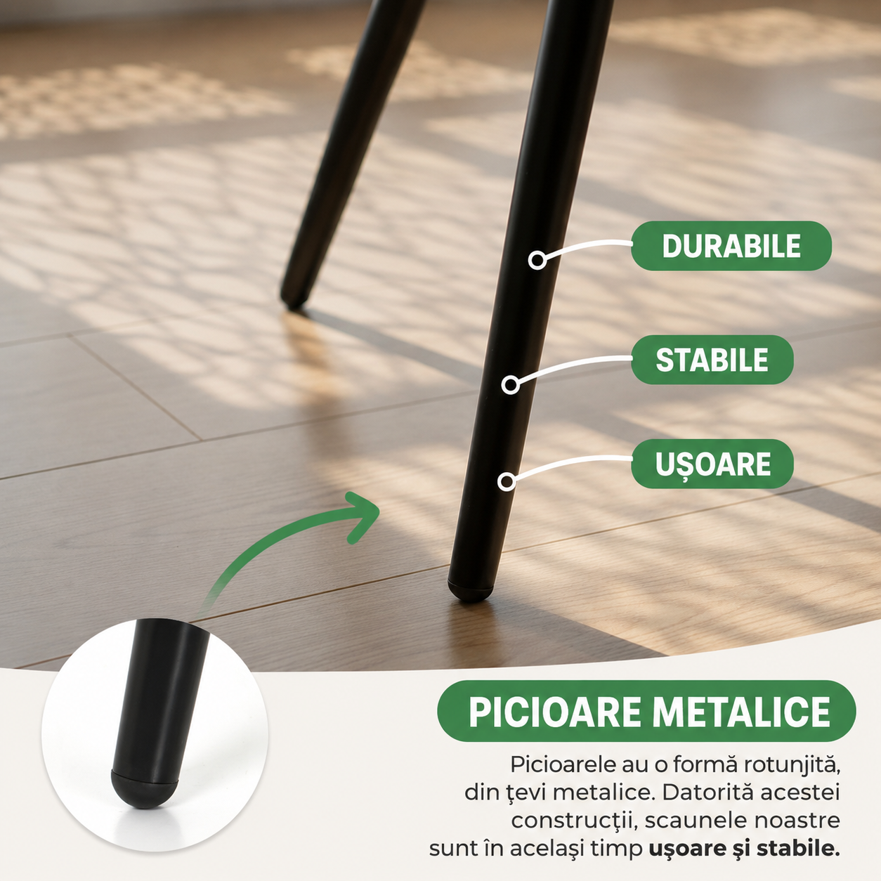 Set 4 scaune dining tapițate Akord Livo – catifea verde, picioare din oțel - imagine 7