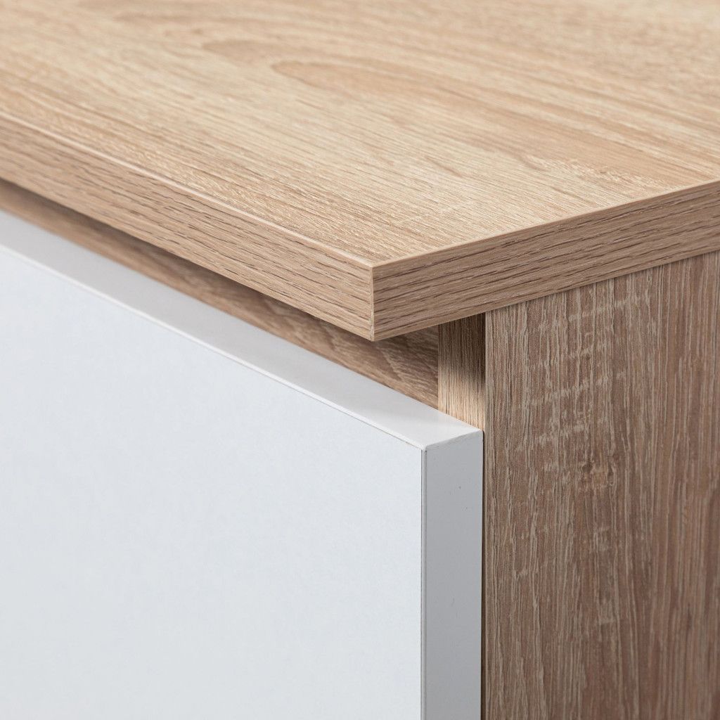 Dulap închis R60 cu sertar și 4 rafturi – stejar sonoma și alb, 60 × 35 × 180 cm - imagine 2