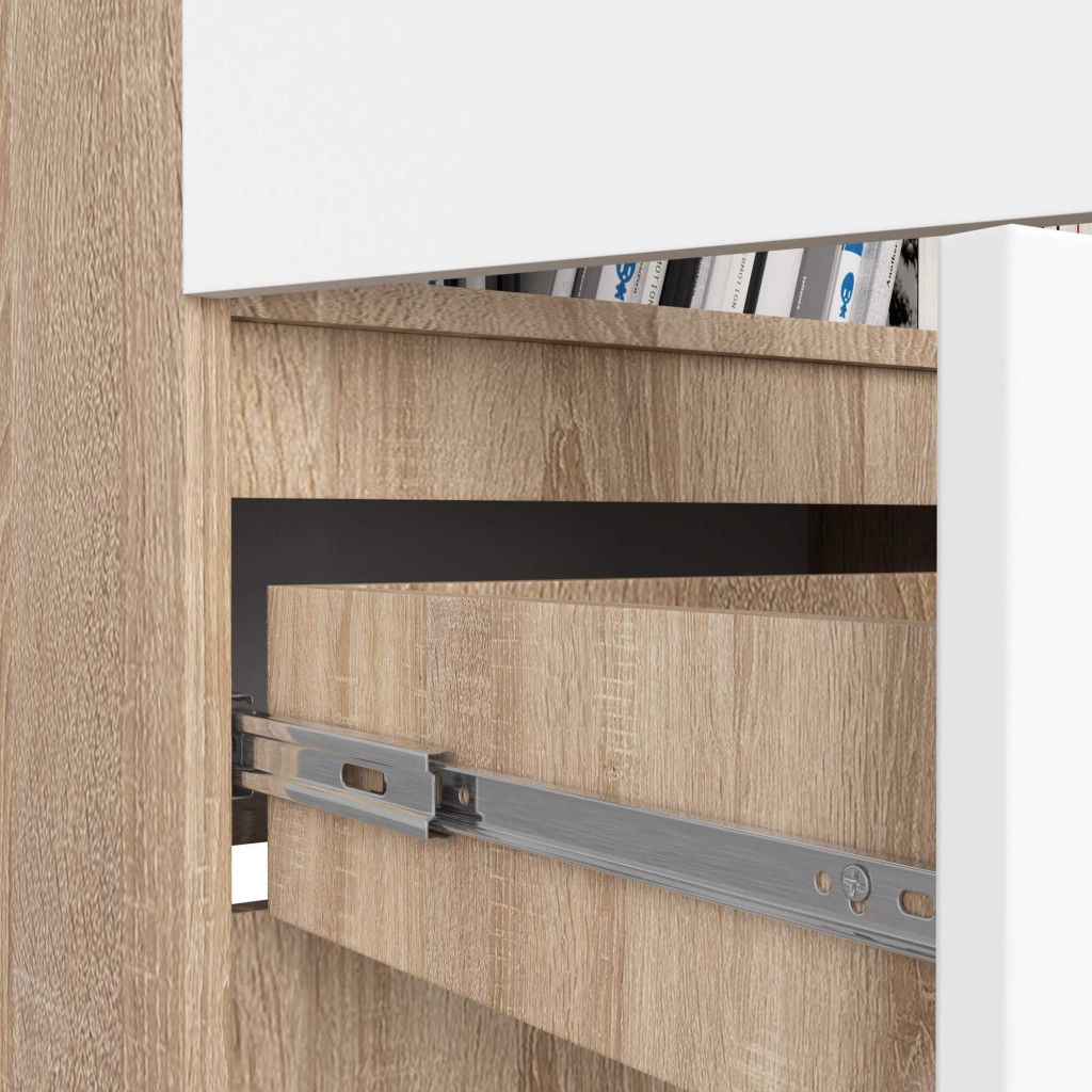Dulap închis R60 cu sertar și 4 rafturi – stejar sonoma și alb, 60 × 35 × 180 cm - imagine 4