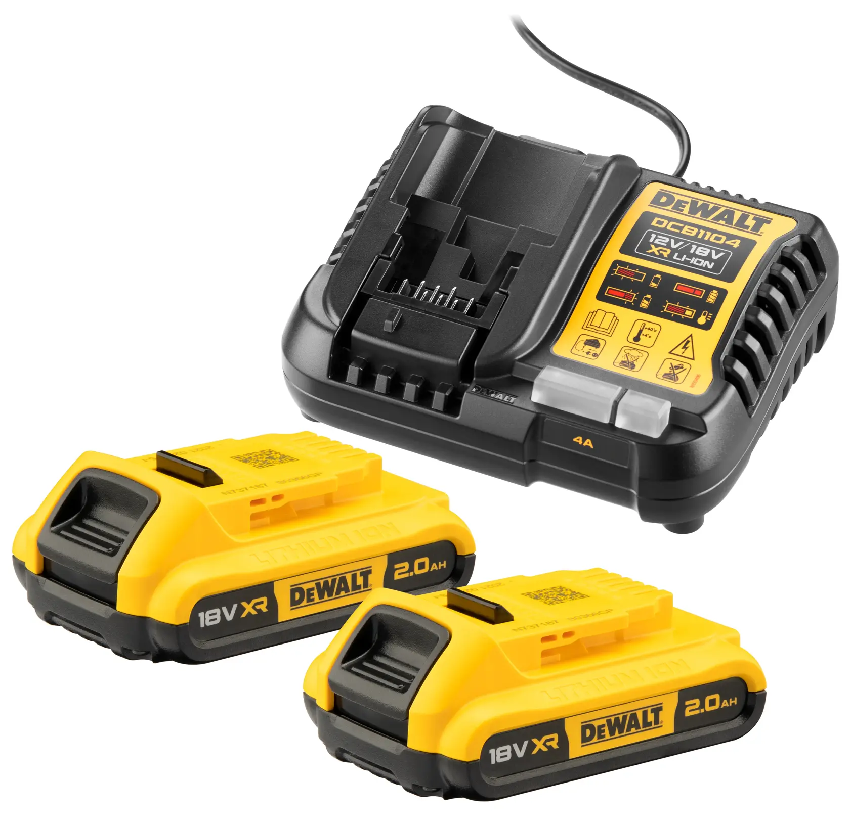 Set încărcător și 2 acumulatori DeWalt DCB1104D2 – Li-Ion 18 V XR, 2 Ah - imagine 2