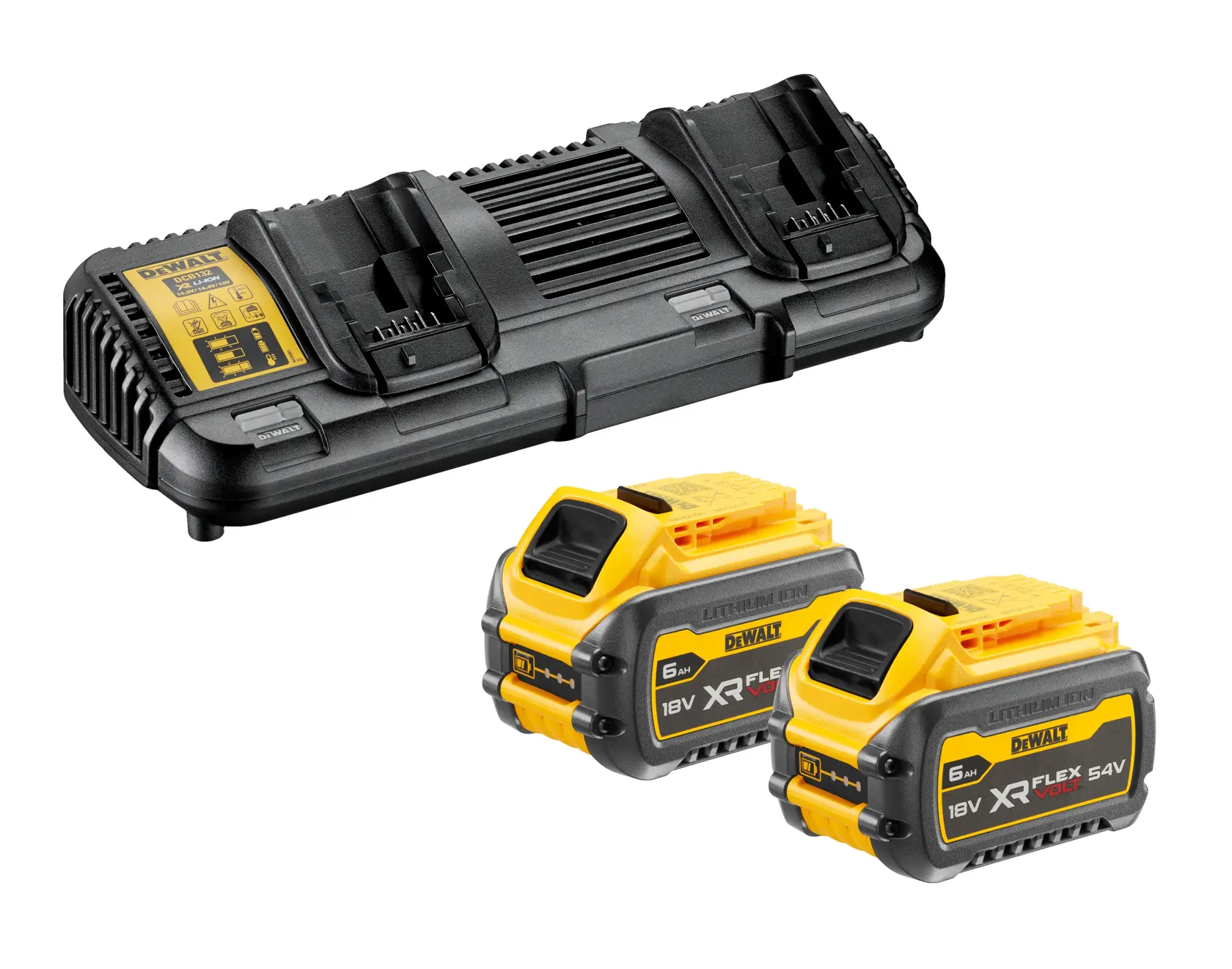 Set încărcător cu port dublu + 2 acumulatori DeWalt DCB132T2 – Li-Ion XR FlexVolt, 6 Ah - imagine 4