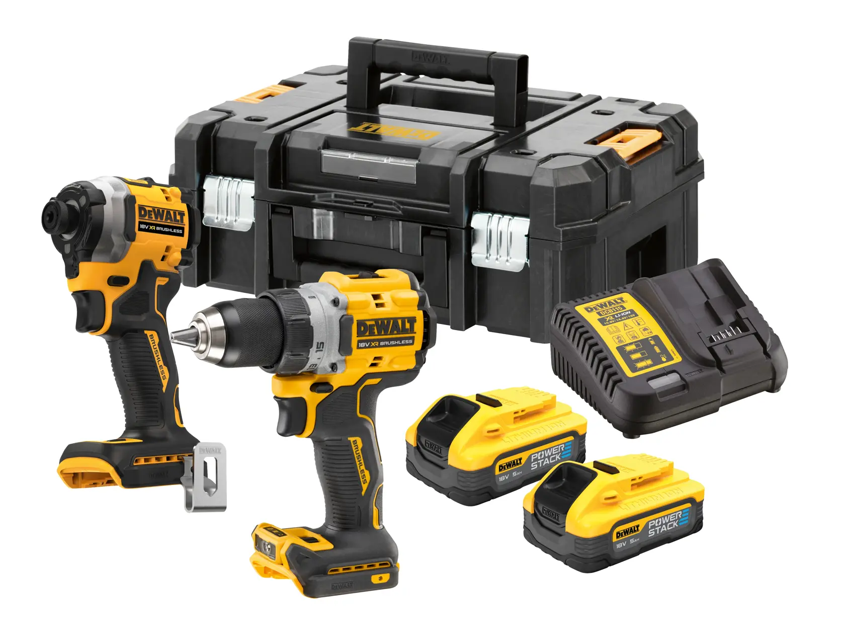Set mașini DeWalt DCK2051H2T – 2 scule 18 V, 2 acumulatori Powerstack 5 Ah, valiză TSTAK - imagine 6
