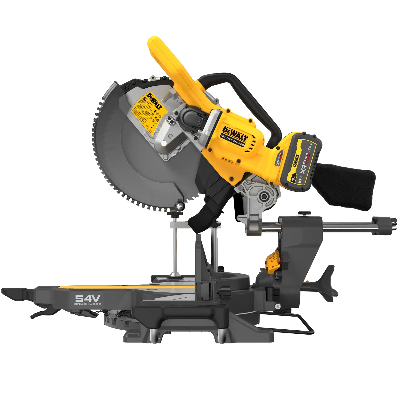 Fierăstrău circular pentru tăieri înclinate DeWalt DCS781X2 – 54 V, 2 x 9 Ah - imagine 7