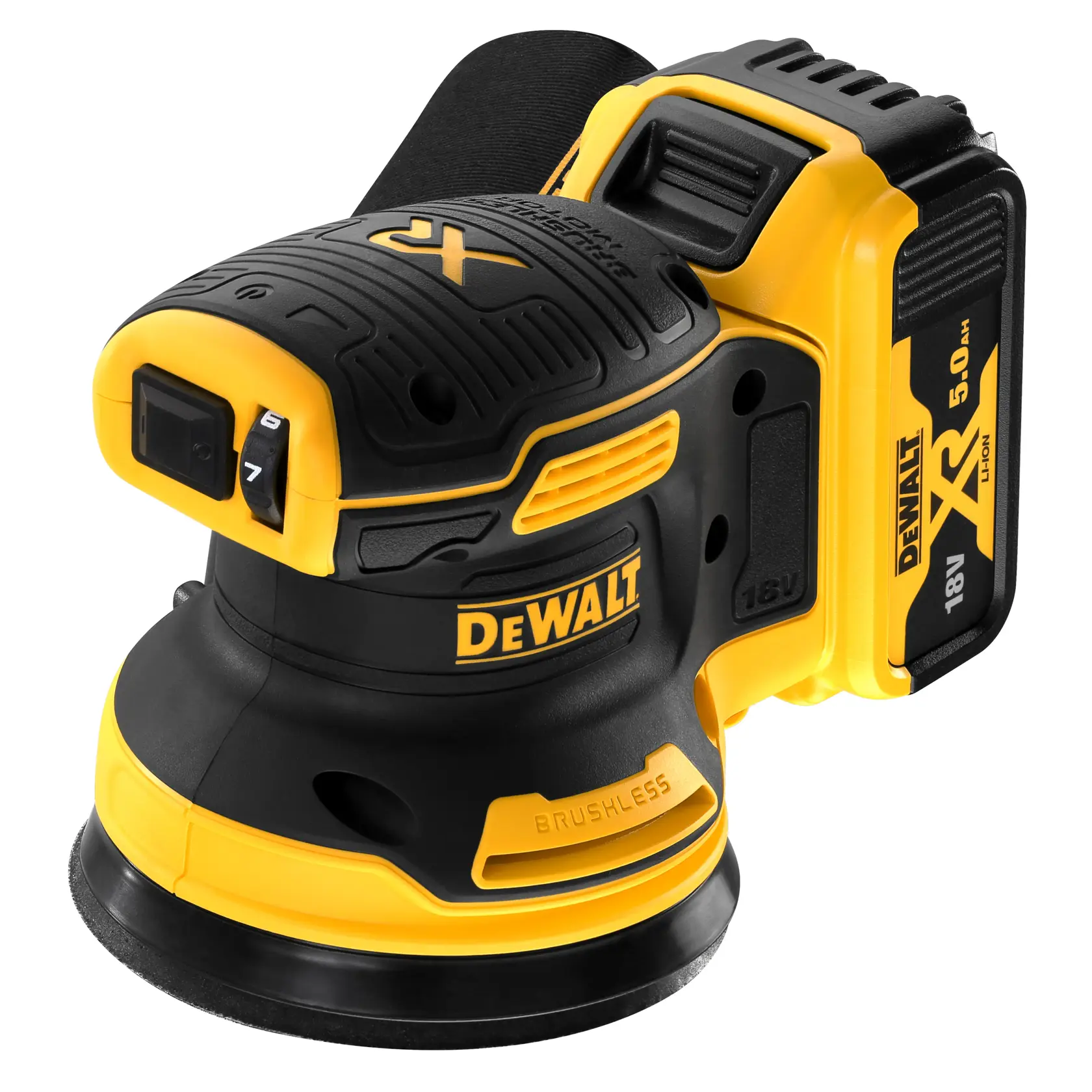 Mașină de șlefuit orbital DeWalt DCW210P2 – 18 V, 5 Ah, 125 mm, 2 acumulatori - imagine 6