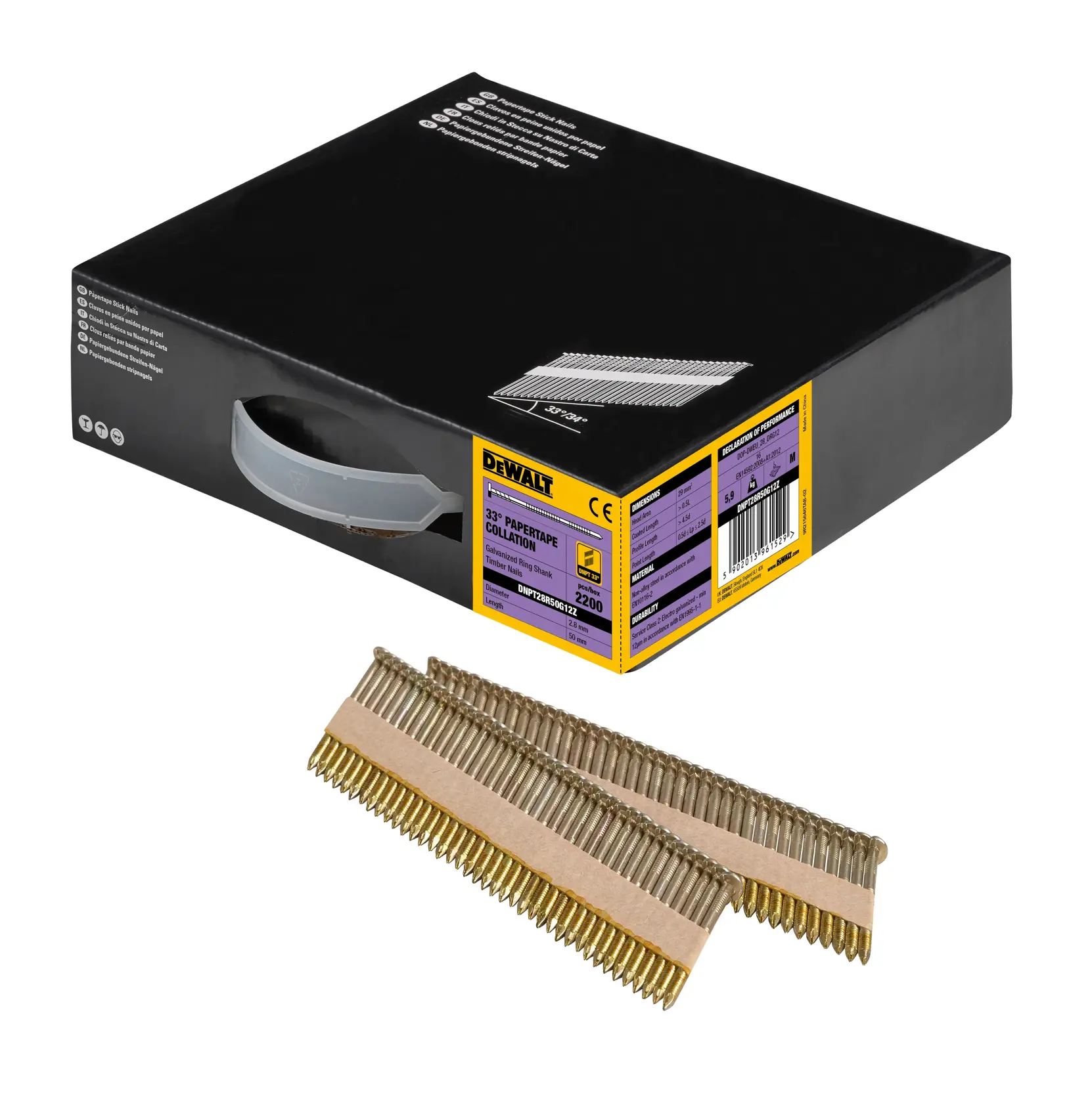 Cuie cu cap D DeWalt DNPT28R50G12Z – 50 mm, G12, 2200 bucăți/cutie - imagine 2