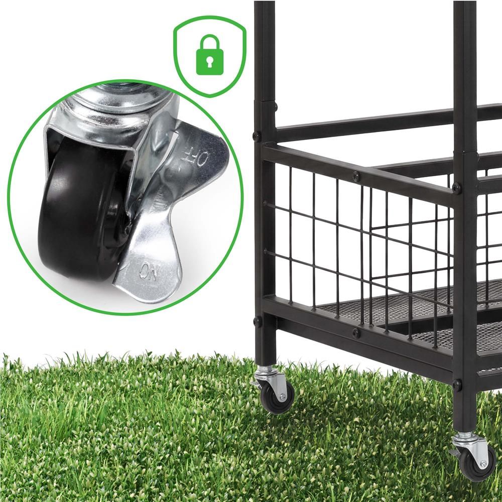 Cărucior mobil pentru scule cu 3 rafturi – 66 × 40 × 96 cm, roți cu frână, negru - imagine 4