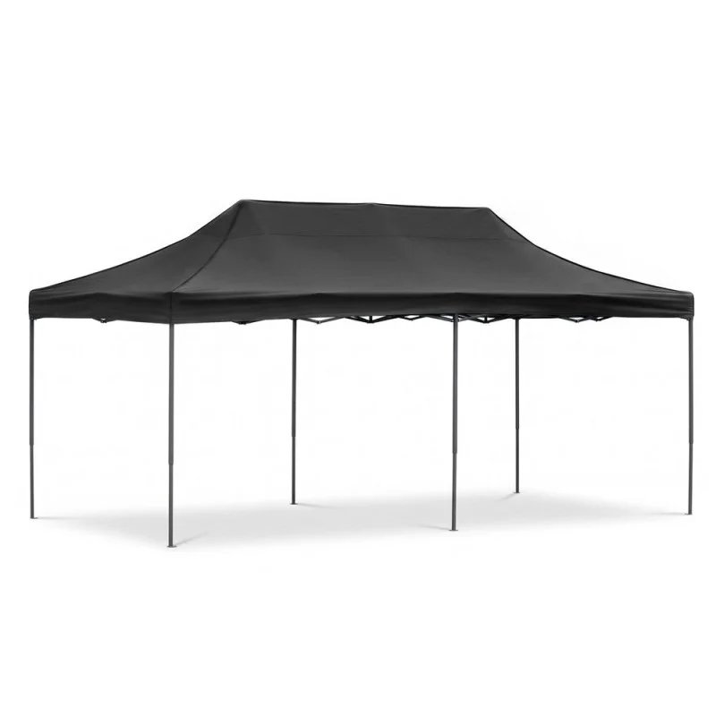 Pavilion de grădină pliabil 300 × 600 cm – înălțime reglabilă, cu 3 pereți laterali, negru - imagine 6