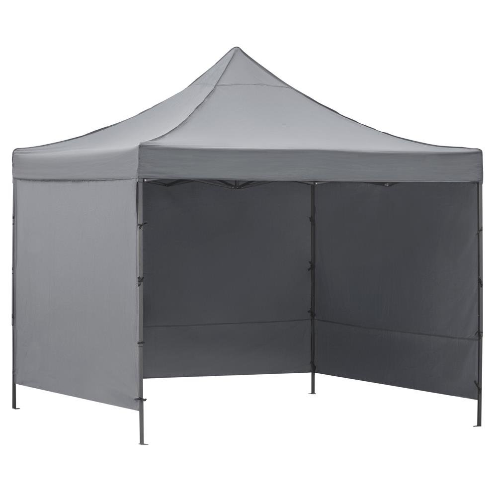 Pavilion pliabil de grădină GP-0003 – 3 × 3 m, 3 pereți laterali, structură din oțel, gri