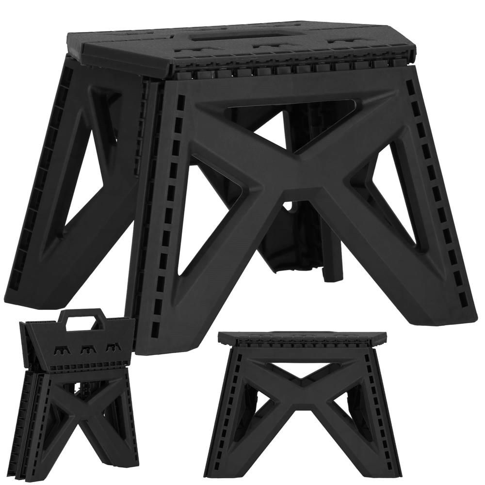 Taburet înălțător pliabil multifuncțional – tip scară, negru, 100 kg - imagine 4