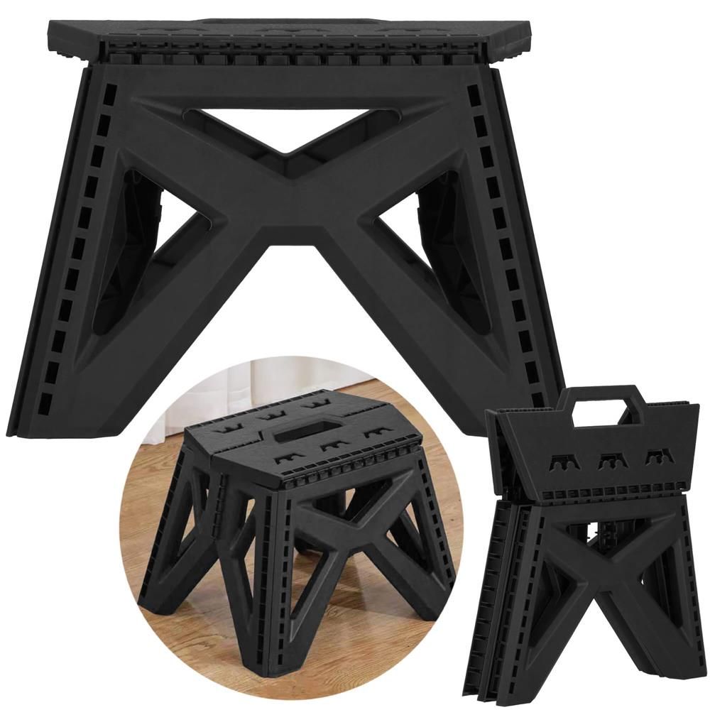 Taburet înălțător pliabil multifuncțional – tip scară, negru, 100 kg - imagine 5