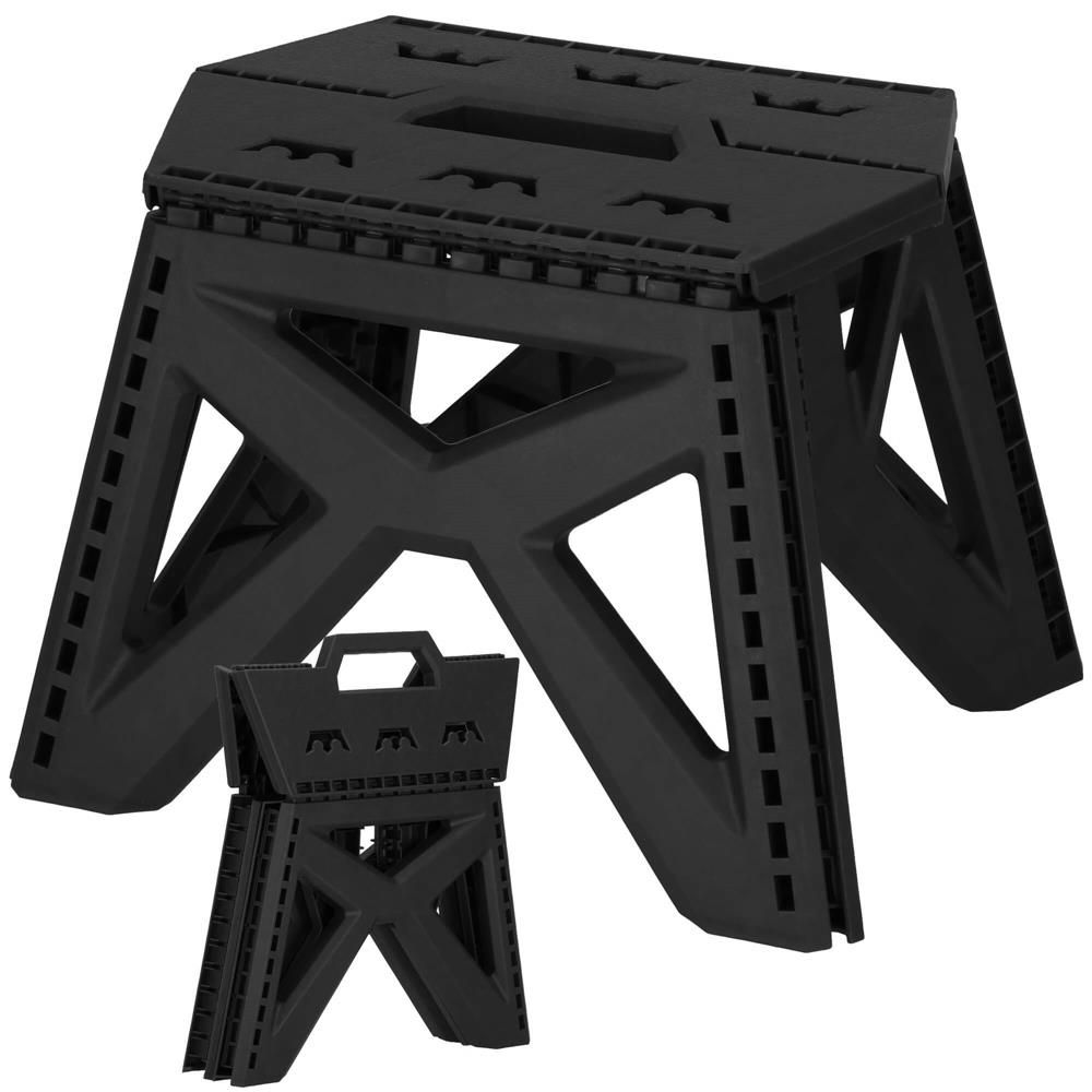 Taburet înălțător pliabil multifuncțional – tip scară, negru, 100 kg - imagine 6