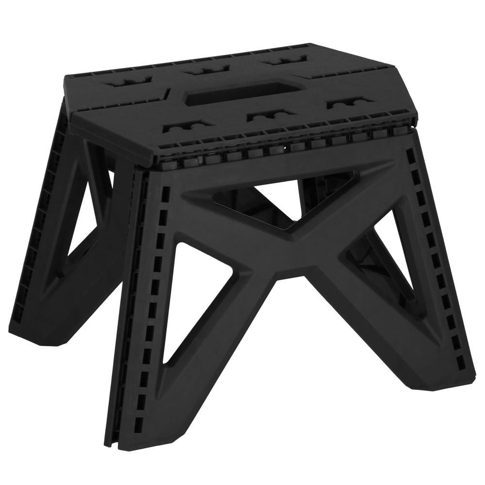 Taburet înălțător pliabil multifuncțional – tip scară, negru, 100 kg