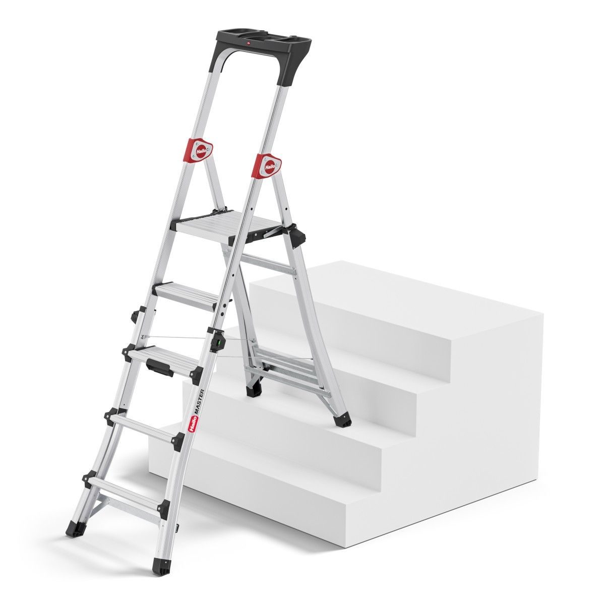 Scară telescopică Hailo Master TL100 – 3, 4 sau 5 trepte într-o singură scară, aluminiu, 150 kg - imagine 4