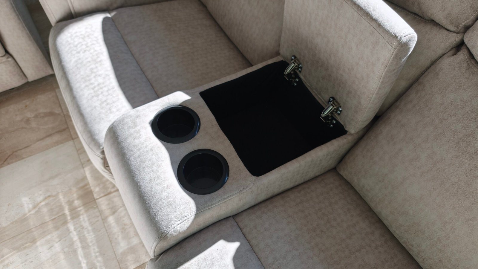Set de canapele extensibile electric, 3 piese, cu funcție recliner și consolă centrală – gri deschis - imagine 6