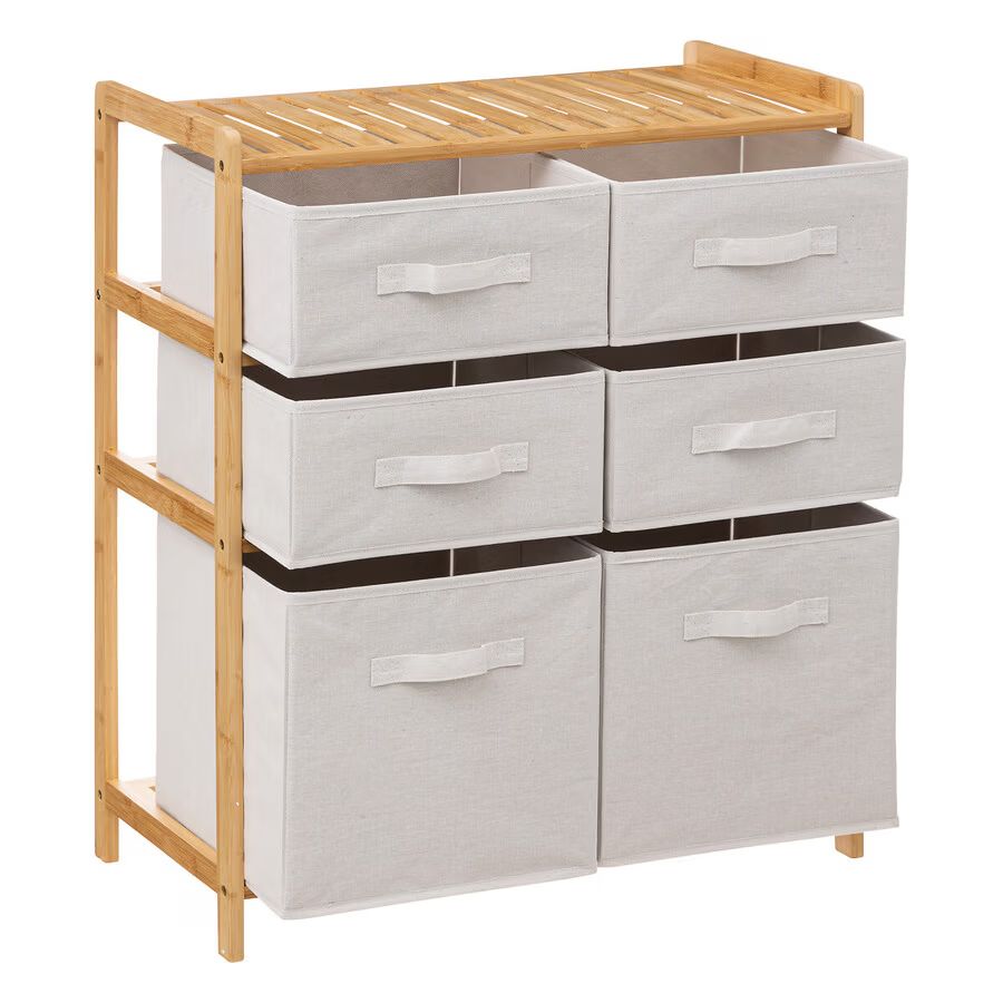 Etajeră dublă 5five Tidy Box – 6 compartimente, bambus, 66×33×78 cm - imagine 4