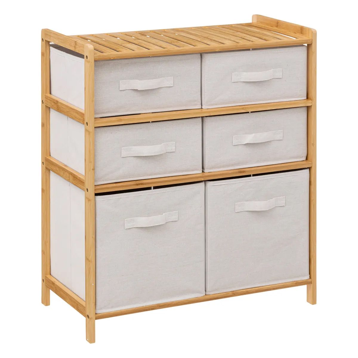 Etajeră dublă 5five Tidy Box – 6 compartimente, bambus, 66×33×78 cm
