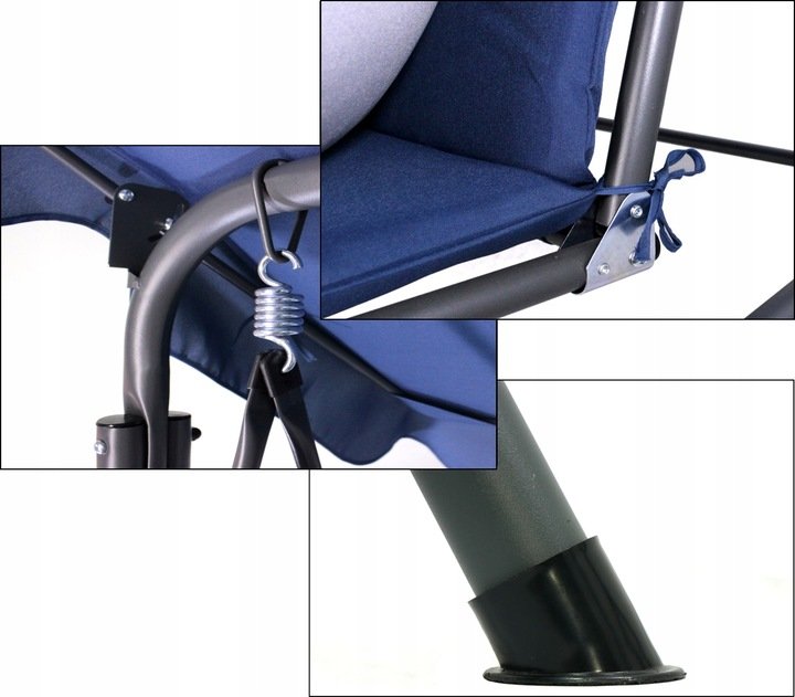 Leagăn balansoar Alghero cu copertină – 3 locuri, metal și țesătură, albastru - imagine 5