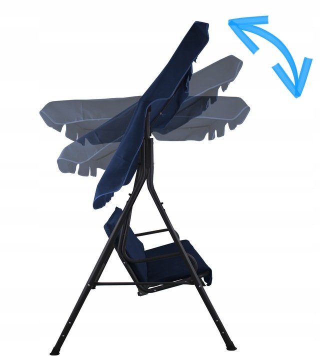 Leagăn balansoar Alghero cu copertină – 3 locuri, metal și țesătură, albastru - imagine 6