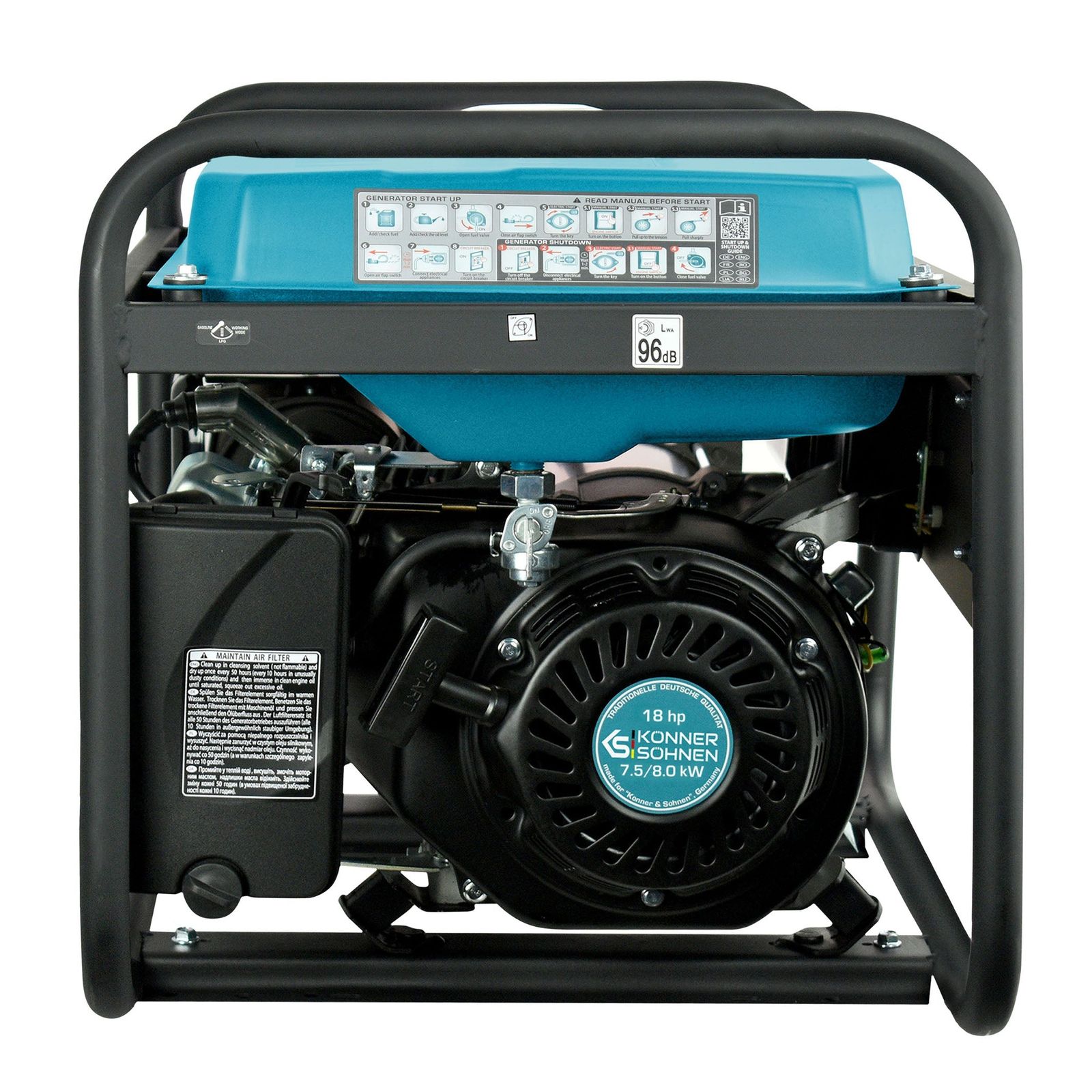 Generator pe benzină Könner & Söhnen KS 10000E – 8 kW, 230 V, pornire electrică, rezervor 25 l - imagine 5