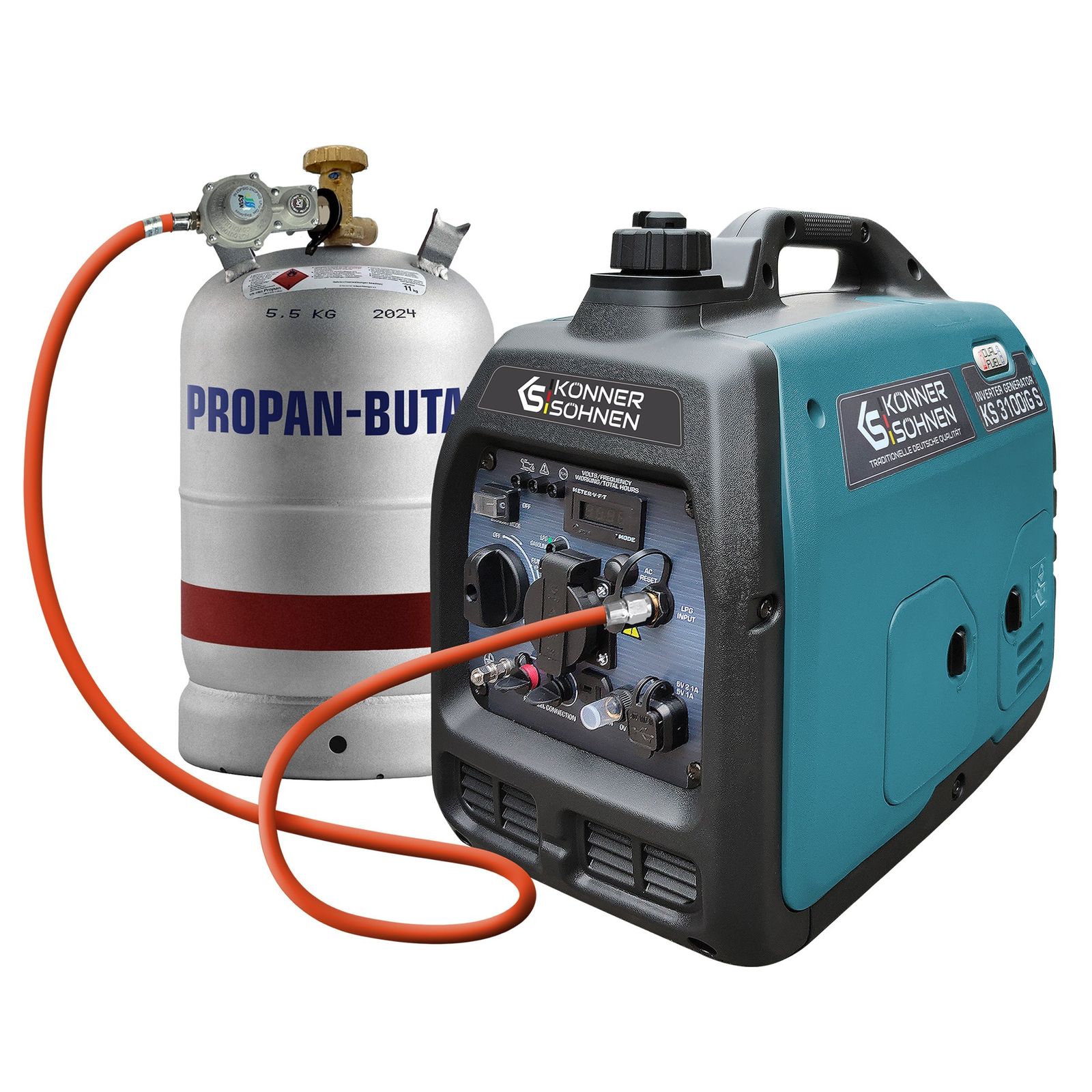 Generator invertor GPL/benzină Könner & Söhnen KS 3100iG S – 3,1 kW, carcasă insonorizată - imagine 6