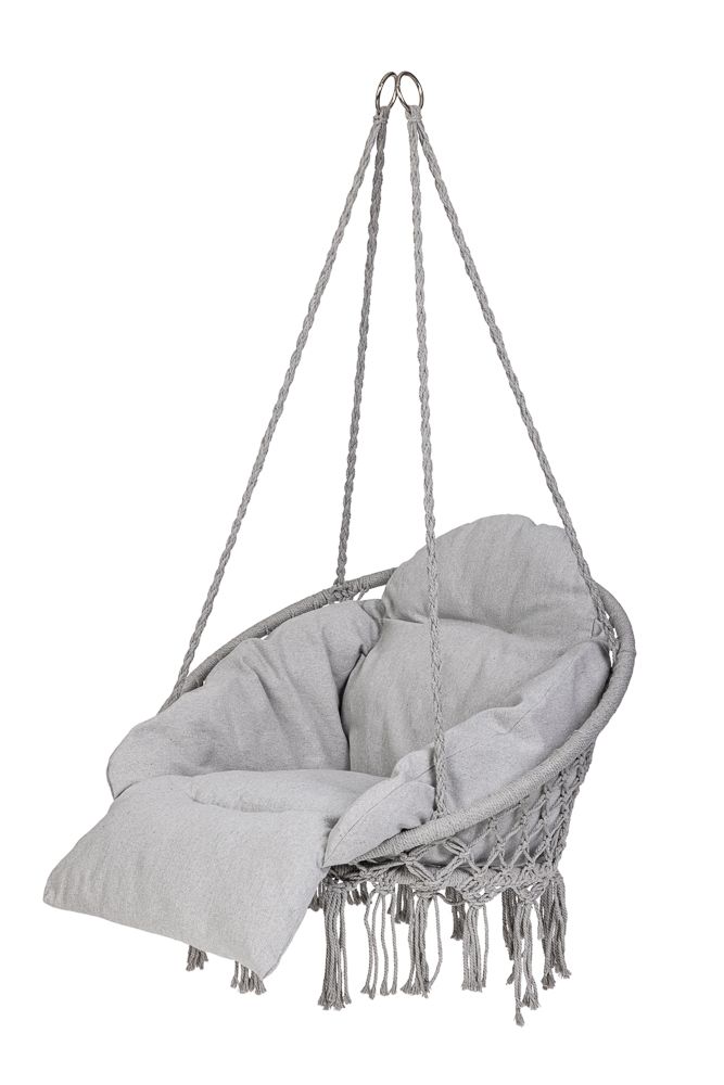 Scaun rotund tip leagăn suspendat Confort Plus KX3951_1 – pernă XXL, 120 kg, gri - imagine 2