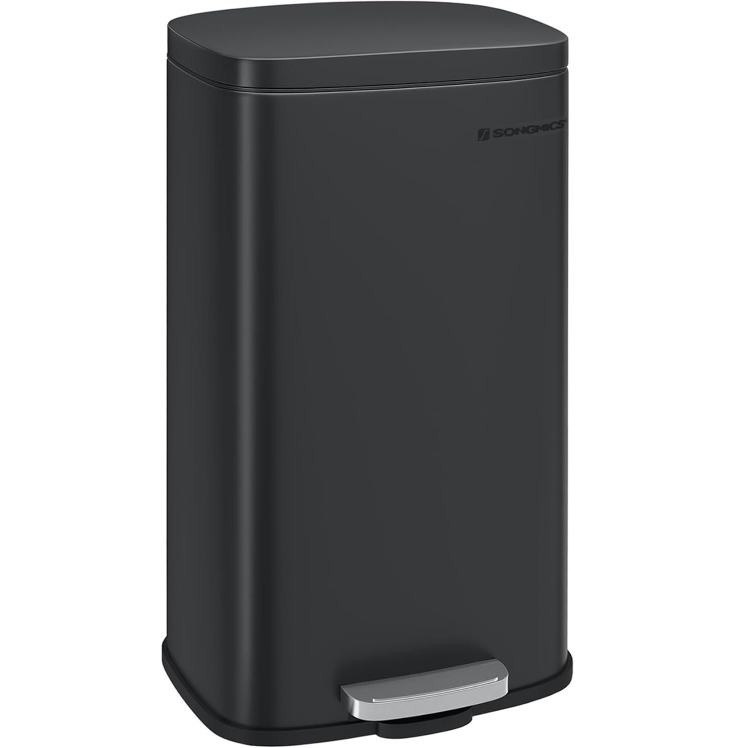 Coș de gunoi Songmics LTB03BK – 30 L, pedală, închidere lentă, metalic, negru