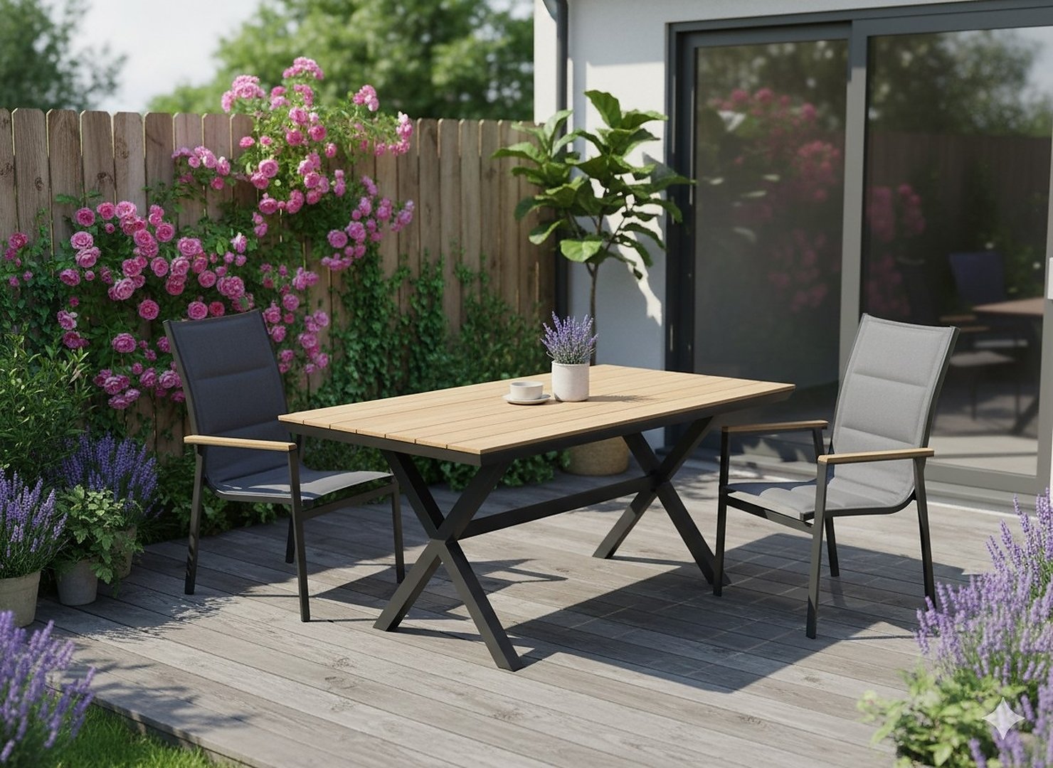 Masă de grădină din aluminiu și polywood – imitație lemn, maro, 180 × 100 × 75 cm - imagine 4