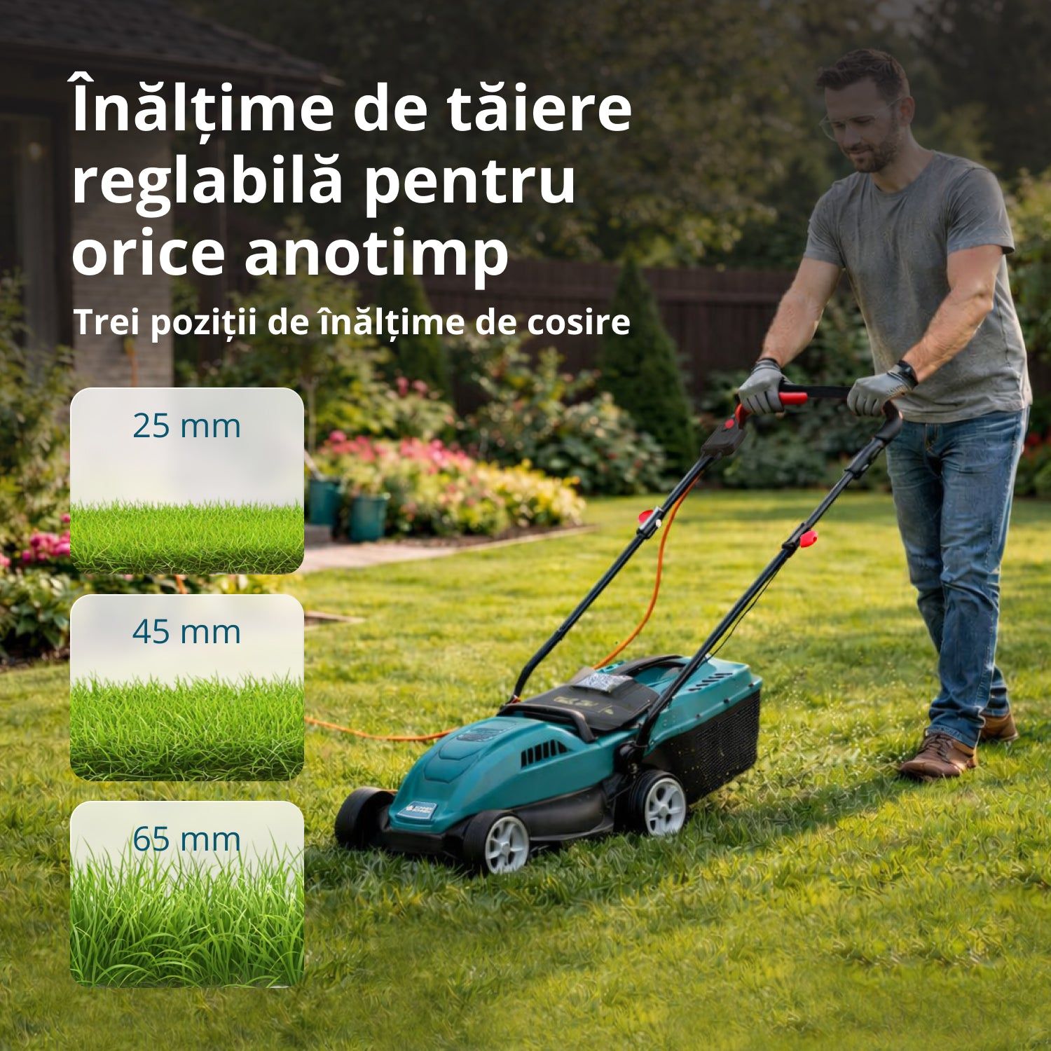Mașină de tuns iarba electrică Könner & Söhnen KS 32LM12-BL – motor cu inducție 1200 W, 32 cm - imagine 8