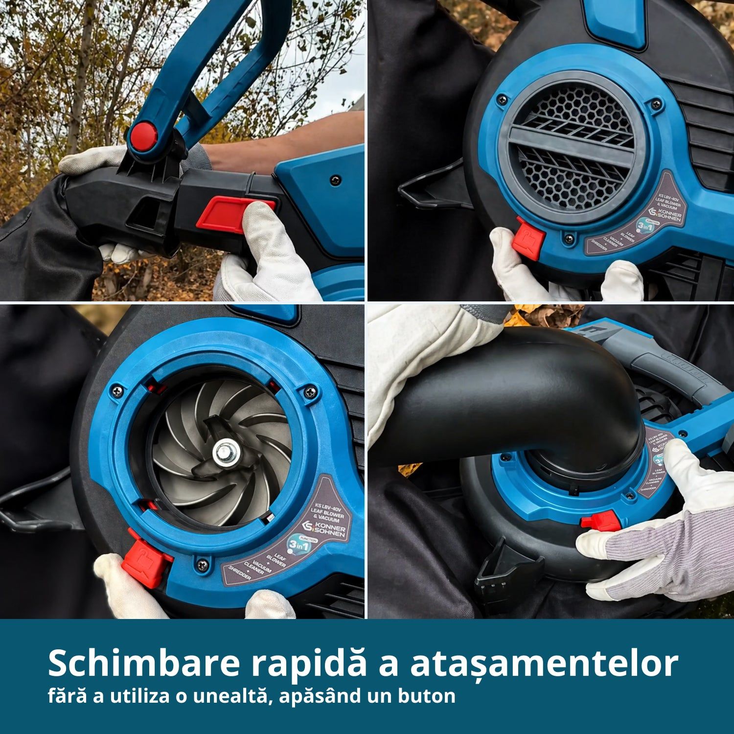 Suflantă-aspirator de frunze cu acumulator Könner & Söhnen KS LBV-40V – 40 V, fără perii, sac 45 l - imagine 6