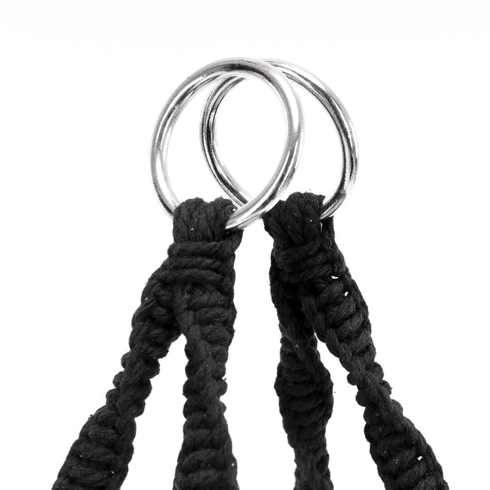 Scaun dublu leagăn suspendat SPR-0048 – stil boho, cu perne, 300 kg, negru - imagine 8