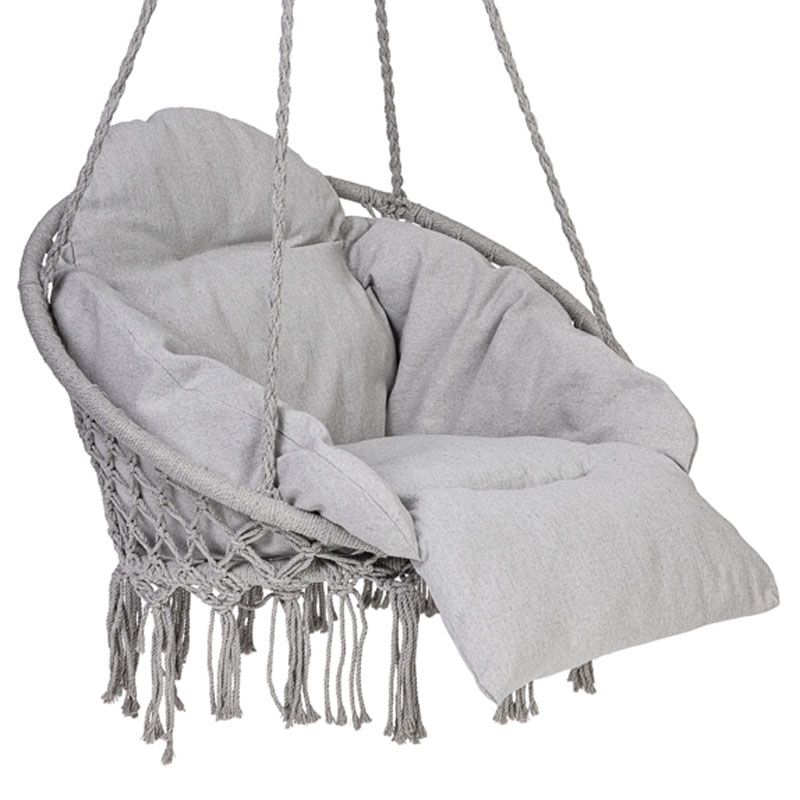 Scaun rotund tip leagăn suspendat Confort Plus KX3951_1 – pernă XXL, 120 kg, gri