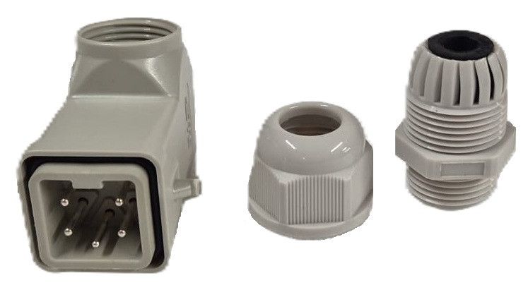 Conector industrial dreptunghiular Jasic STE HDC-HA-004M – 4 poli, unghiular, IP65 - imagine 3