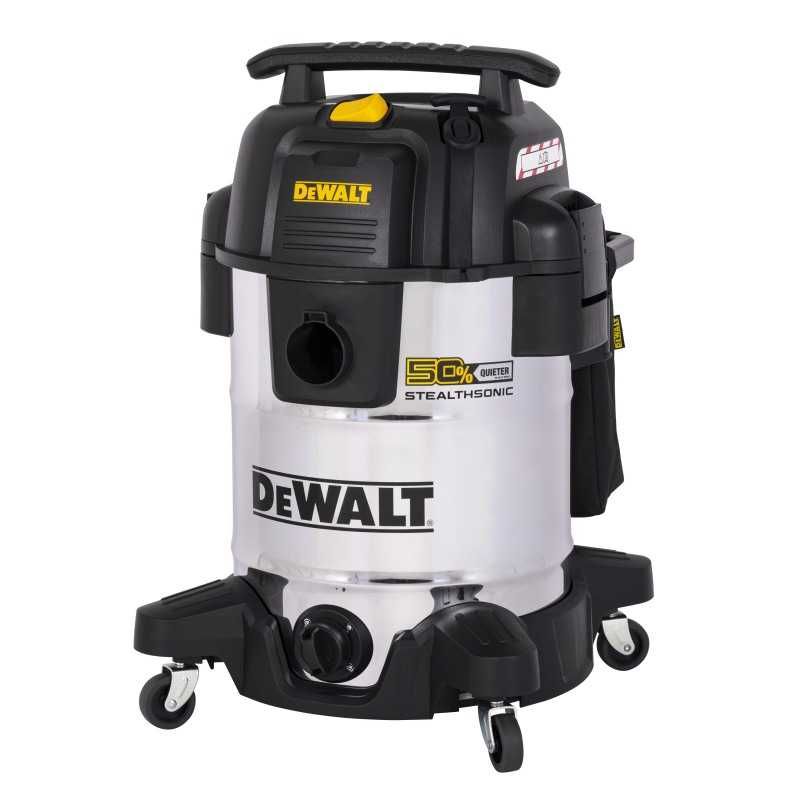 Aspirator umed-uscat DeWalt DXV38S-QT Stealthsonic – 38 l, inox, 800 W, sub 65 dB(A)