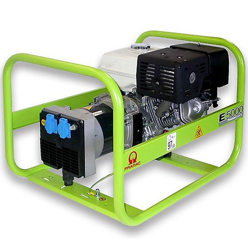 Generator monofazat PRAMAC E5000 — putere maximă 4,6 kW, motor pe benzină HONDA, EURO V