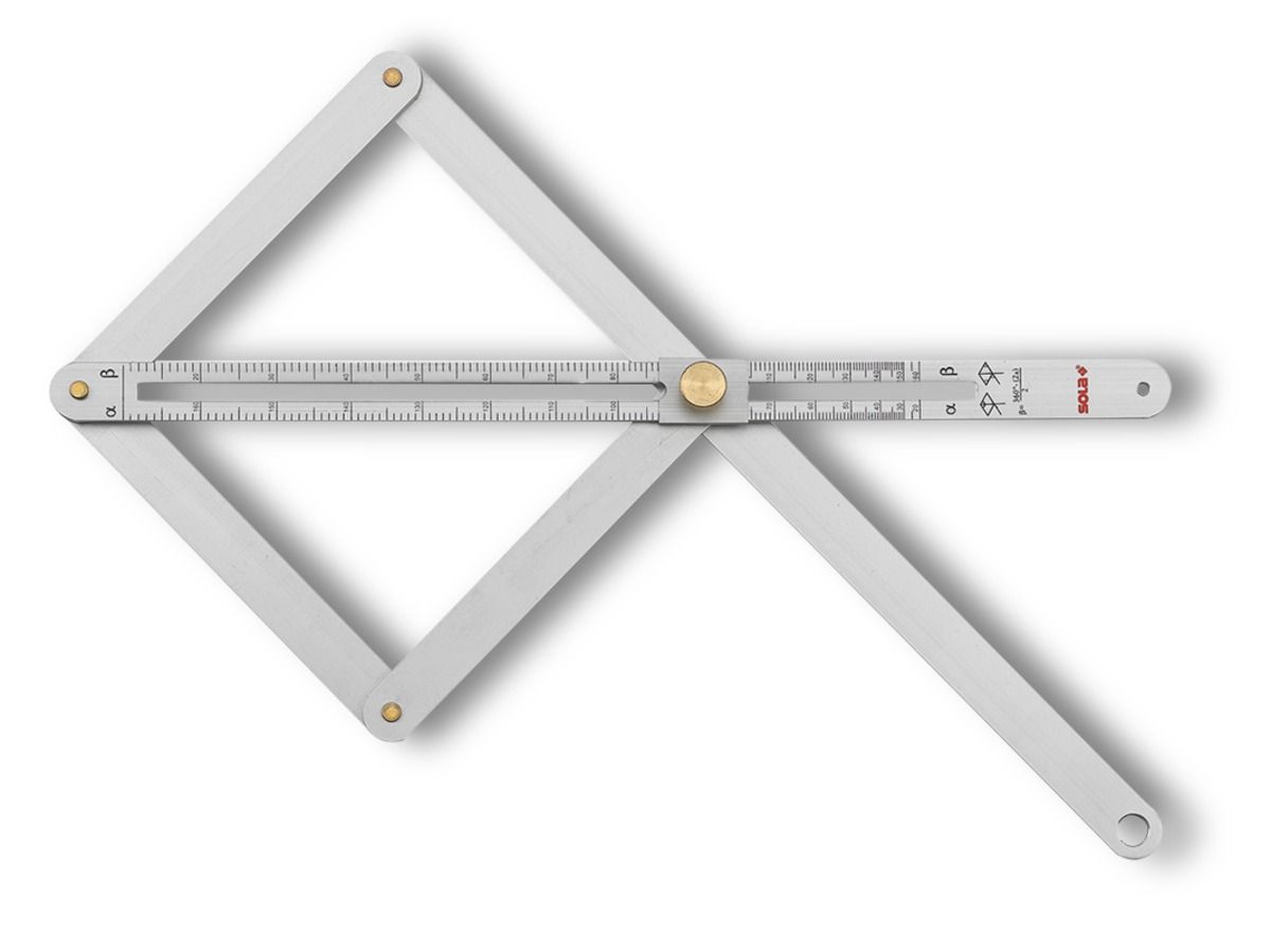 Echer combinat Sola VK 380 – aluminiu eloxat, unghi și unghi complementar, 170 x 380 mm