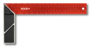 Echer de tâmplărie Sola SRC 300 – 300 x 145 mm, lamă roșie din oțel de arc, mâner din aluminiu