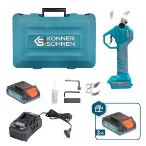 Foarfecă de grădină cu acumulator Könner & Söhnen KS CPS20V-40 CASE PLUS – pachet cu 2 acumulatori 2