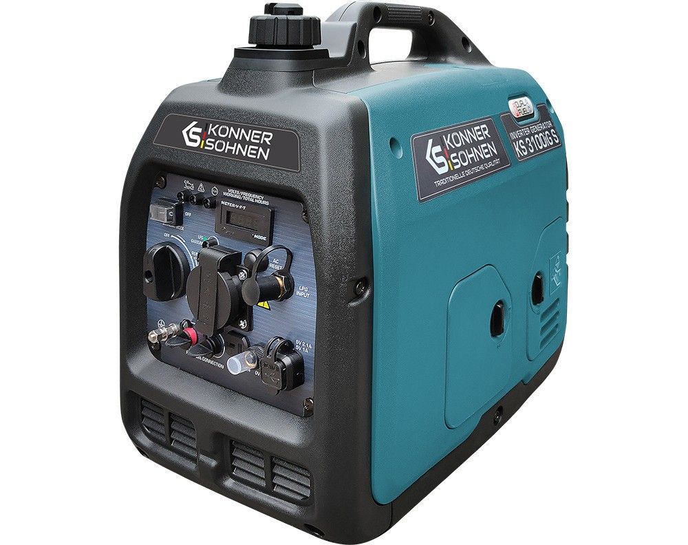Generator invertor GPL/benzină Könner & Söhnen KS 3100iG S – 3,1 kW, carcasă insonorizată